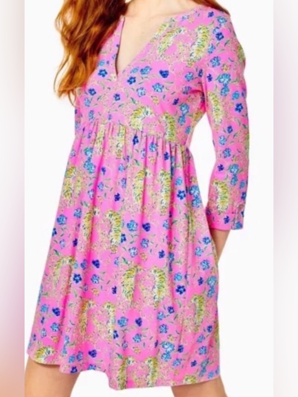 Lilly Pulitzer Loran Tigress Dress Pink Tiger Floral XS